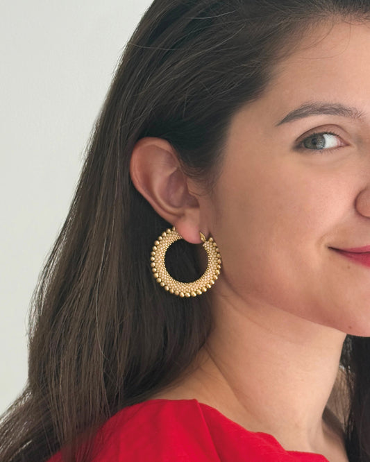 Halo Gold Drop Hoop Earrings