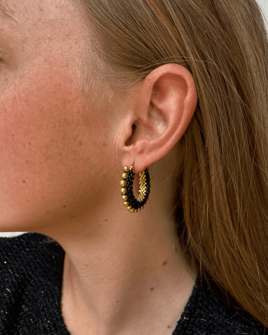 Halo Gold Drop Hoop Earrings