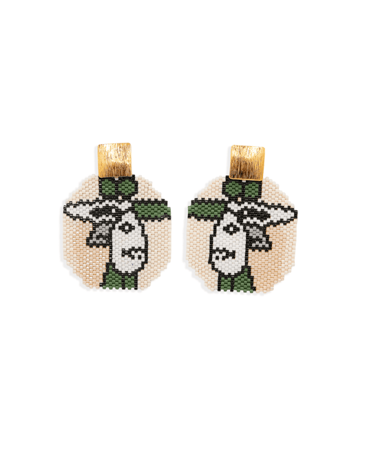 Woman in a Green Hat Earrings