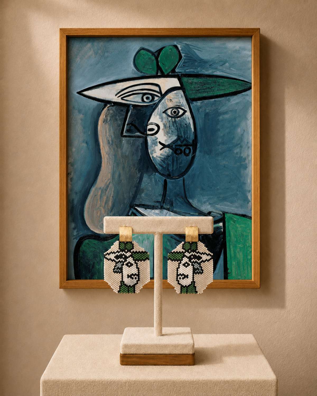 Woman in a Green Hat Earrings